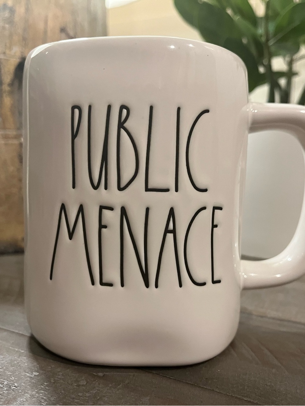 Rae Dunn Disney Pixar ‘UP’ Mug with Black "PUBLIC MENACE" Lettering & Carl Image